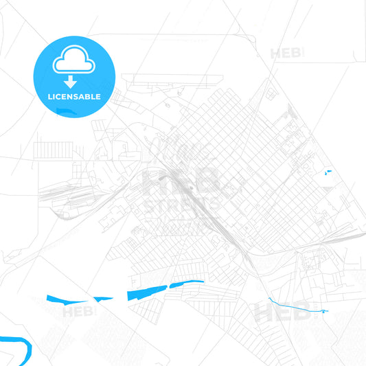 Tikhoretsk, Russia PDF vector map with water in focus