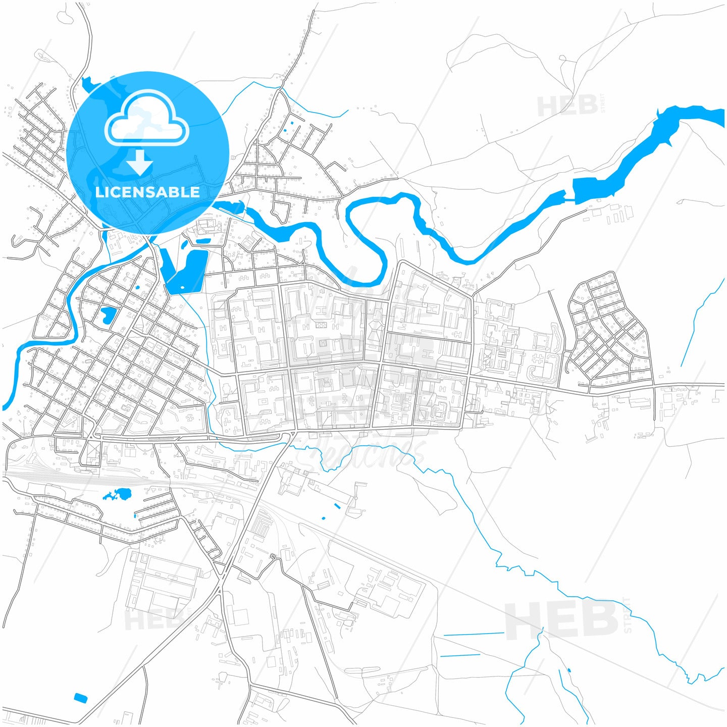 Tikhvin, Leningrad Oblast, Russia, city map with high quality roads.