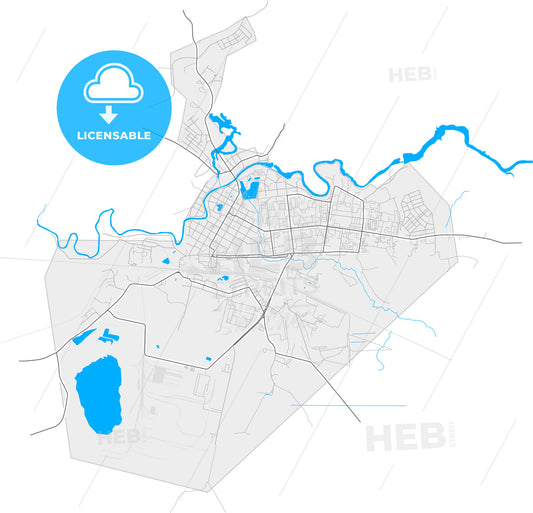 Tikhvin, Leningrad Oblast, Russia, high quality vector map