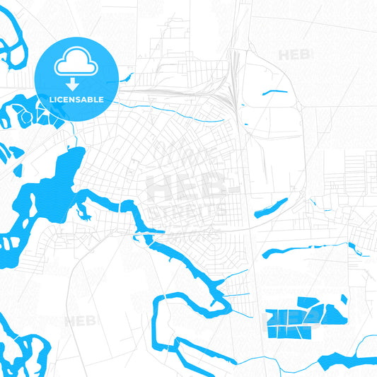 Timashyovsk, Russia PDF vector map with water in focus