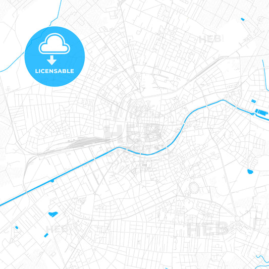 Timișoara, Romania PDF vector map with water in focus