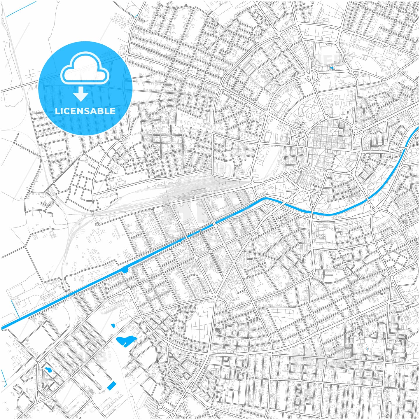 Timișoara, Timiș, Romania, city map with high quality roads.