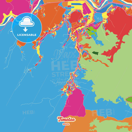 Timoteo, Brazil Crazy Colorful Street Map Poster Template - HEBSTREITS Sketches