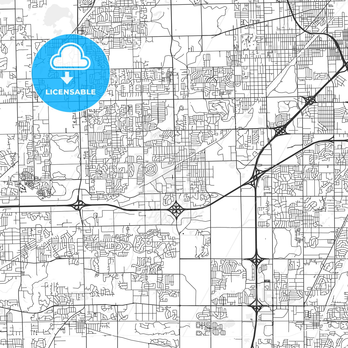 Tinley Park, Illinois - Area Map - Light