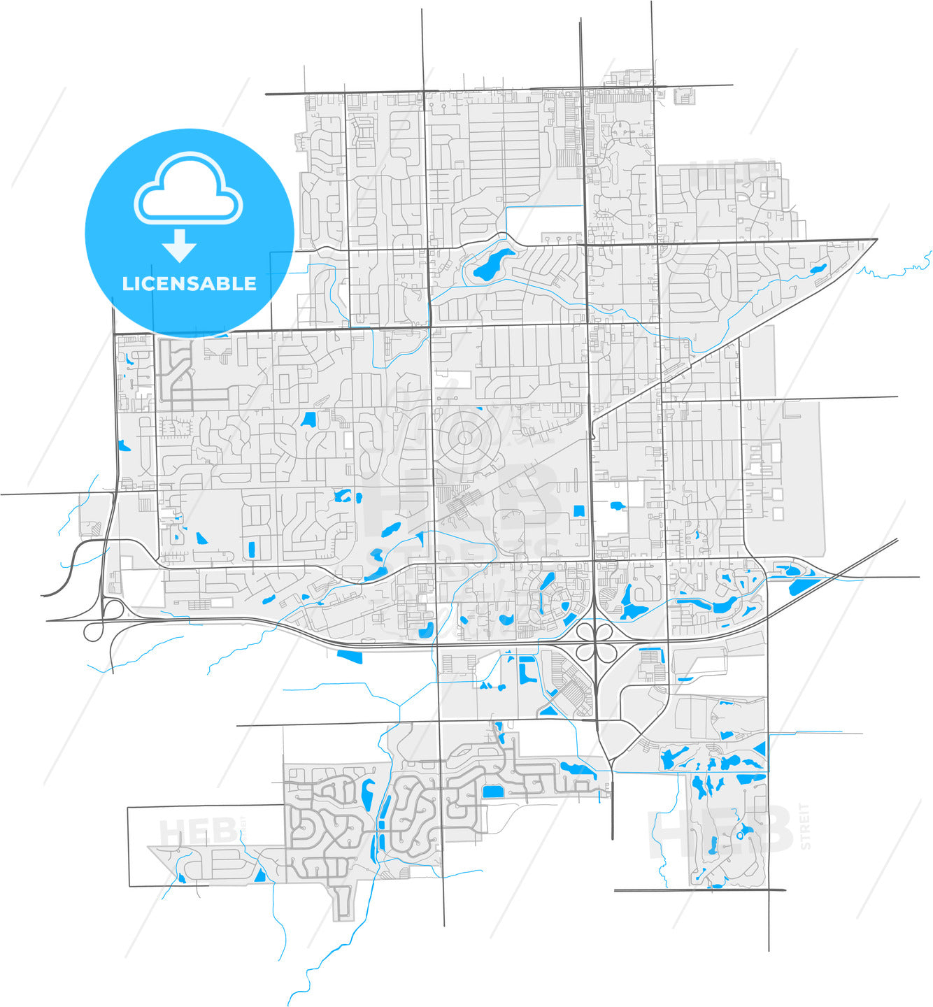 Tinley Park, Illinois, United States, high quality vector map