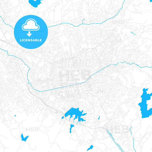 Tirana, Albania PDF vector map with water in focus