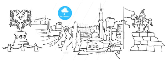 Tirana Albania Panorama Sketch – instant download