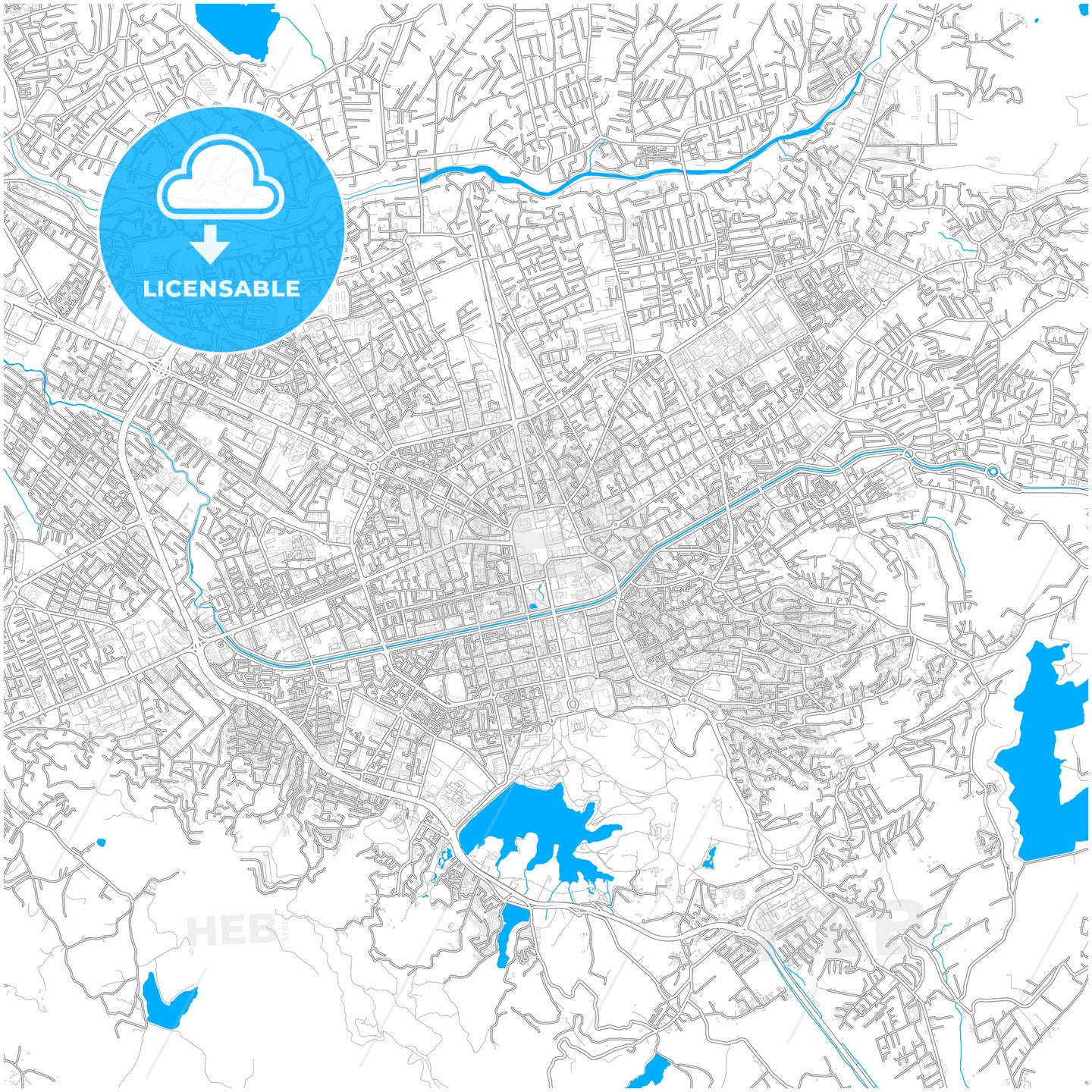 Tirana, Albania, city map with high quality roads