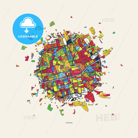 Tirana Albania colorful confetti map
