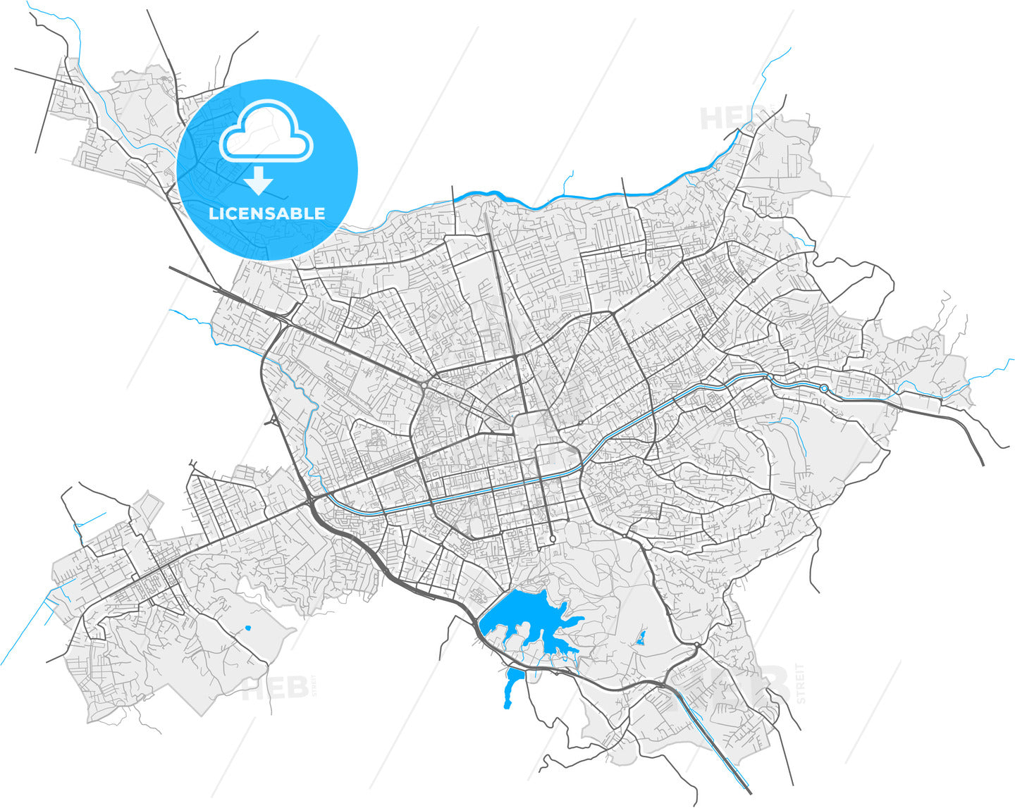 Tirana, Albania, high quality vector map