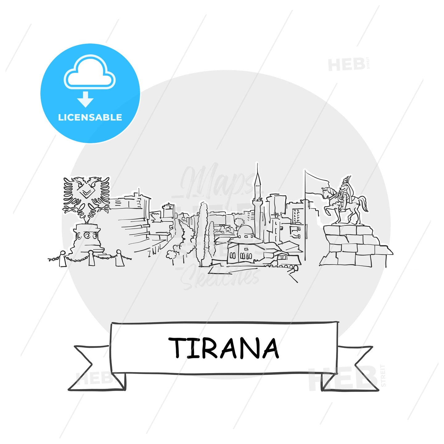 Tirana Cityscape Vector Sign – instant download