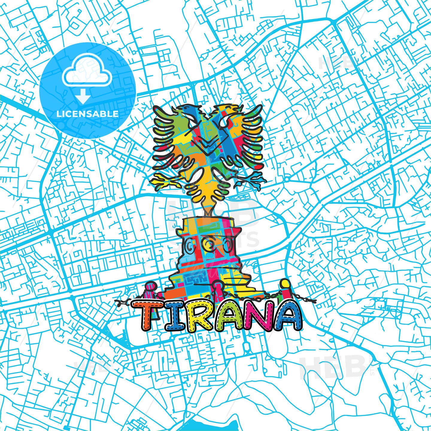 Tirana Travel Art Map