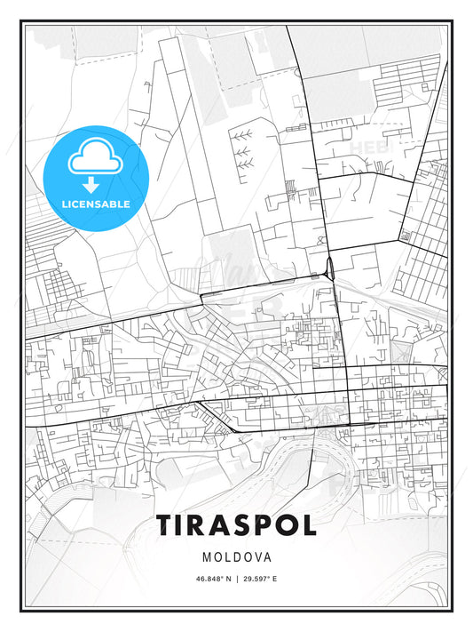 Tiraspol, Moldova, Modern Print Template in Various Formats - HEBSTREITS Sketches