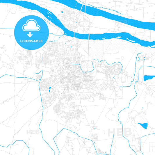 Tiruchirappalli, India PDF vector map with water in focus