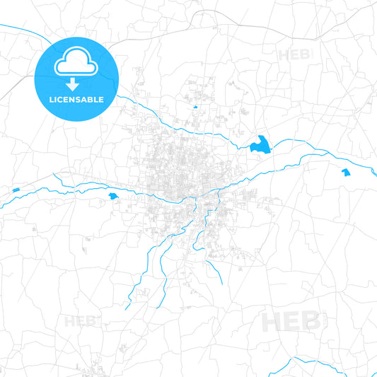 Tiruppur, India PDF vector map with water in focus