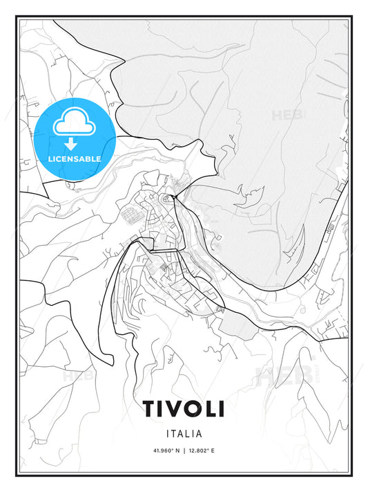 Tivoli, Italy, Modern Print Template in Various Formats - HEBSTREITS Sketches