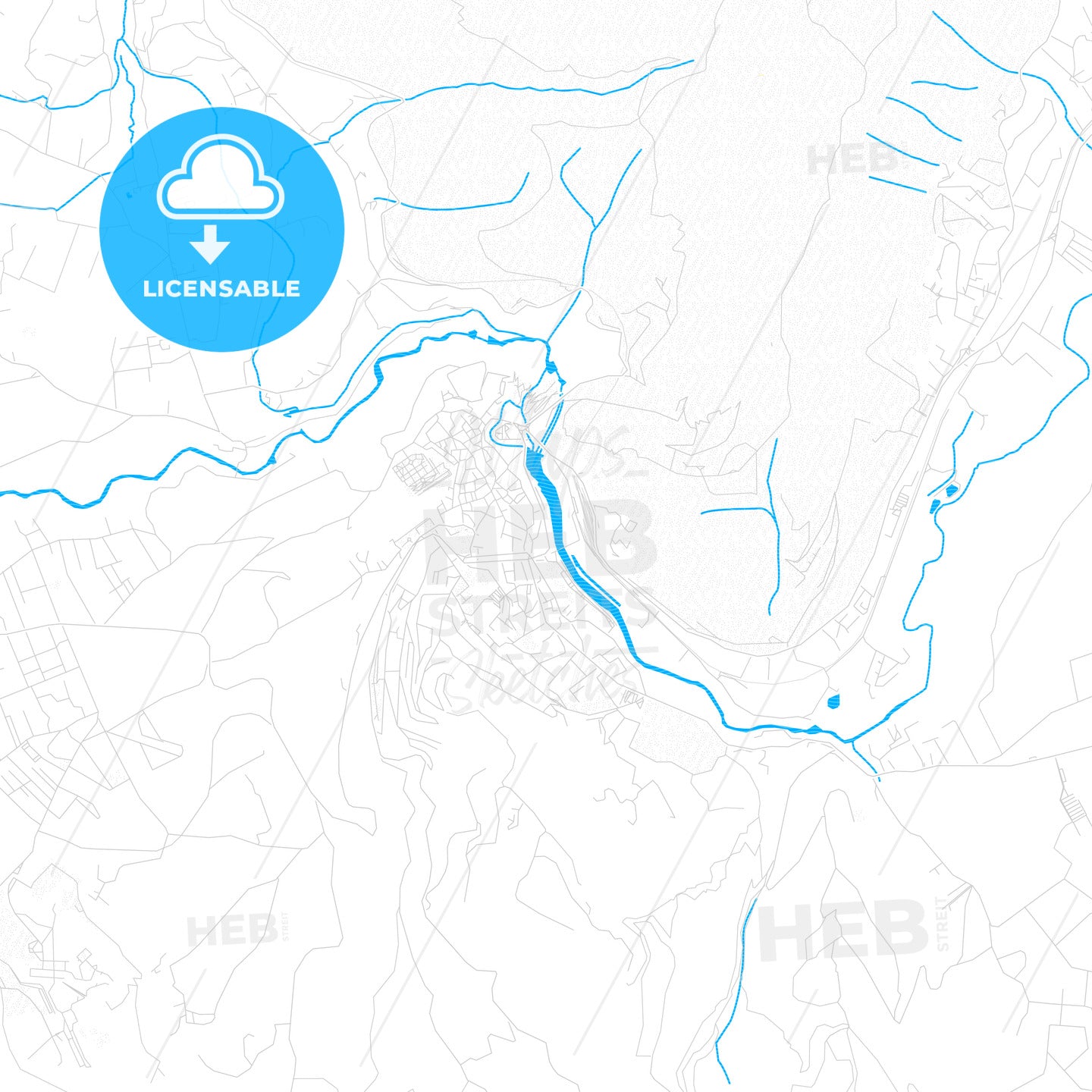 Tivoli, Italy PDF vector map with water in focus