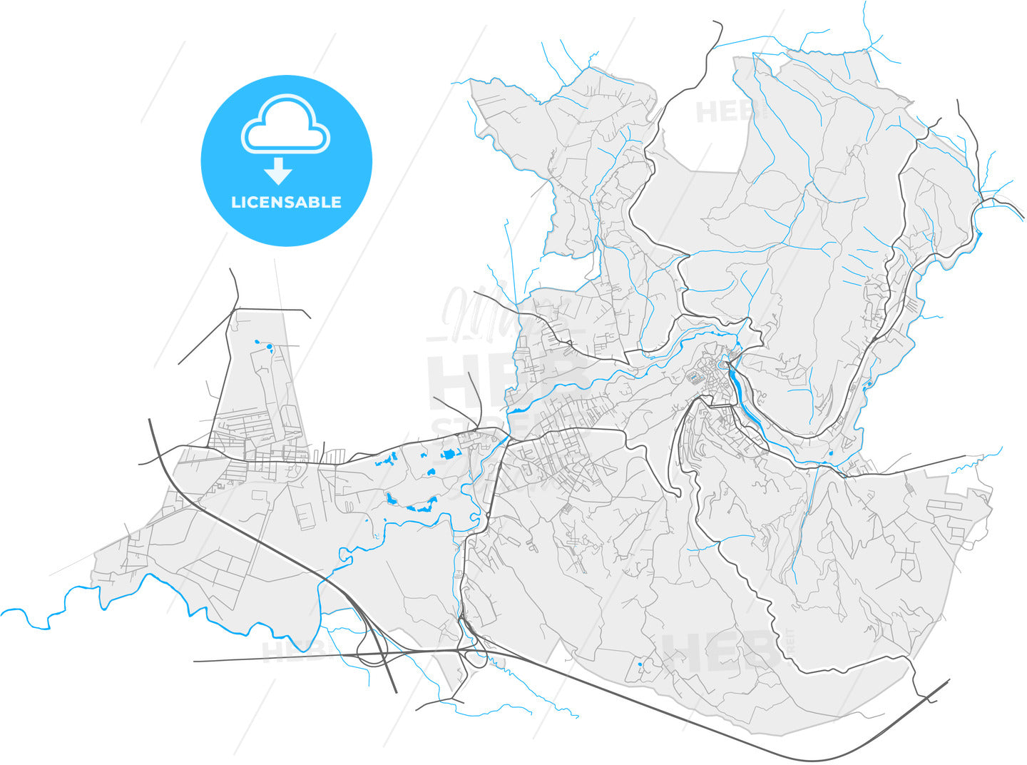 Tivoli, Lazio, Italy, high quality vector map