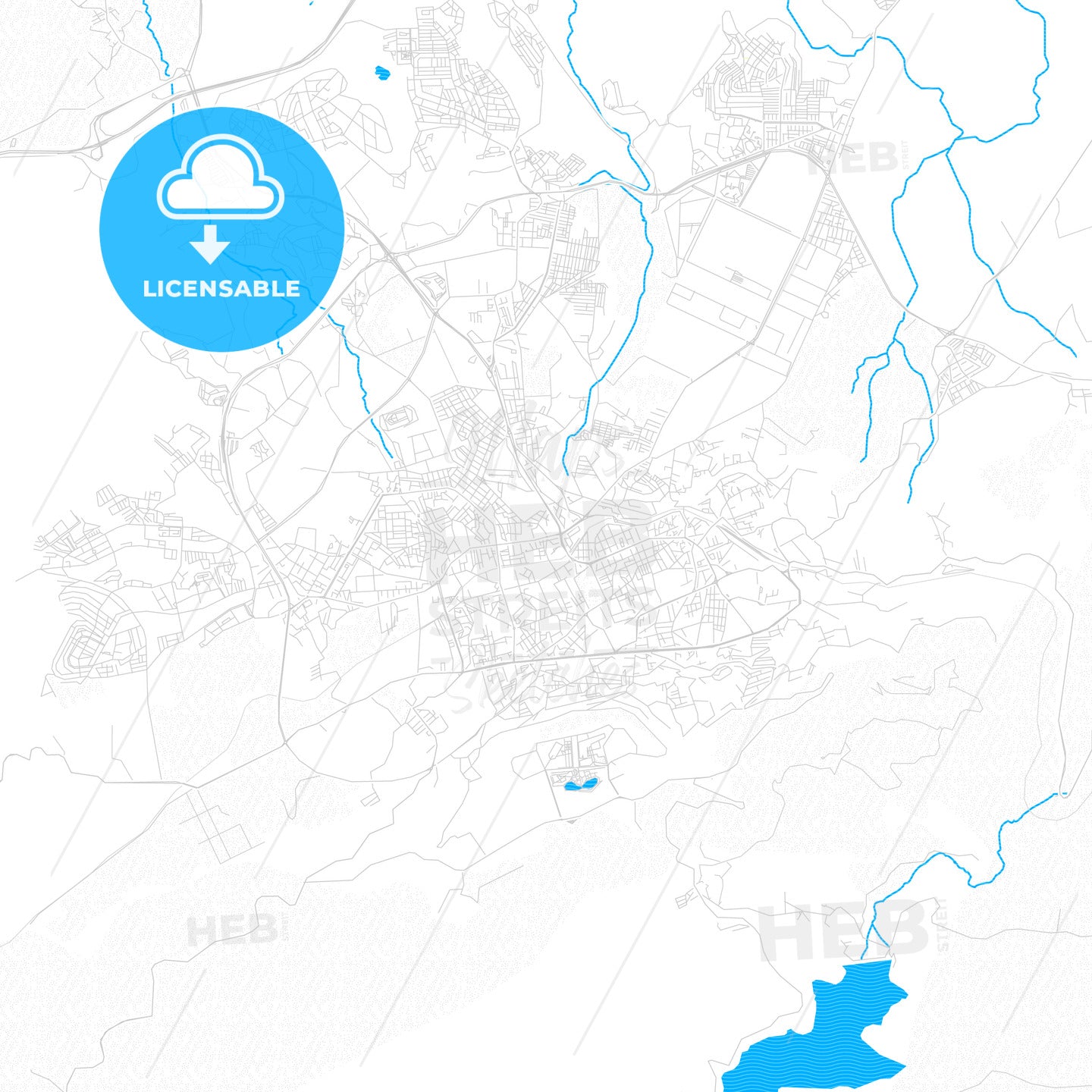 Tlemcen, Algeria PDF vector map with water in focus