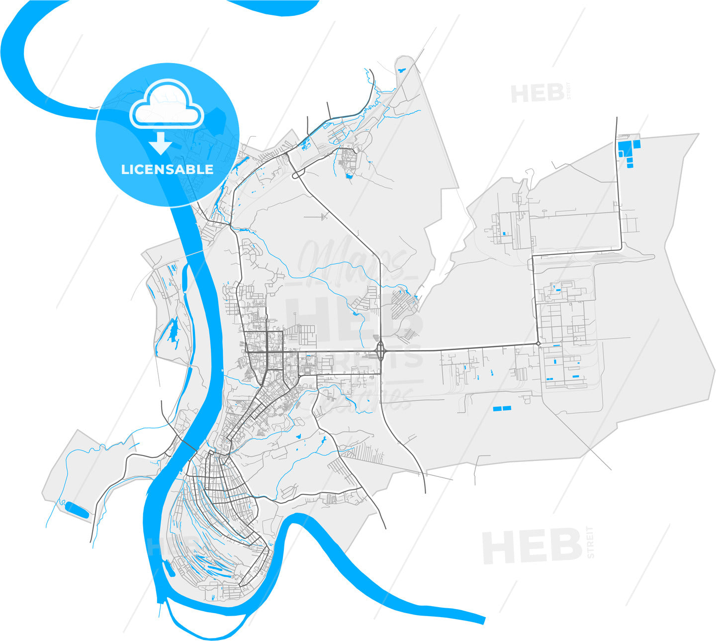 Tobolsk, Tyumen Oblast, Russia, high quality vector map