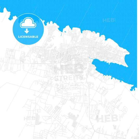 Tobruk, Libya PDF vector map with water in focus