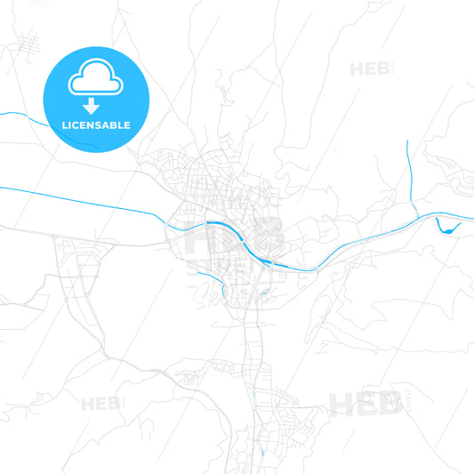 Tokat, Turkey PDF vector map with water in focus