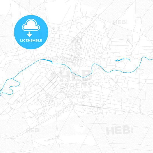 Tokmak, Ukraine PDF vector map with water in focus