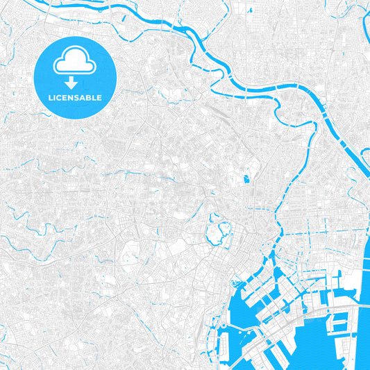 Tokyo, Japan PDF vector map with water in focus