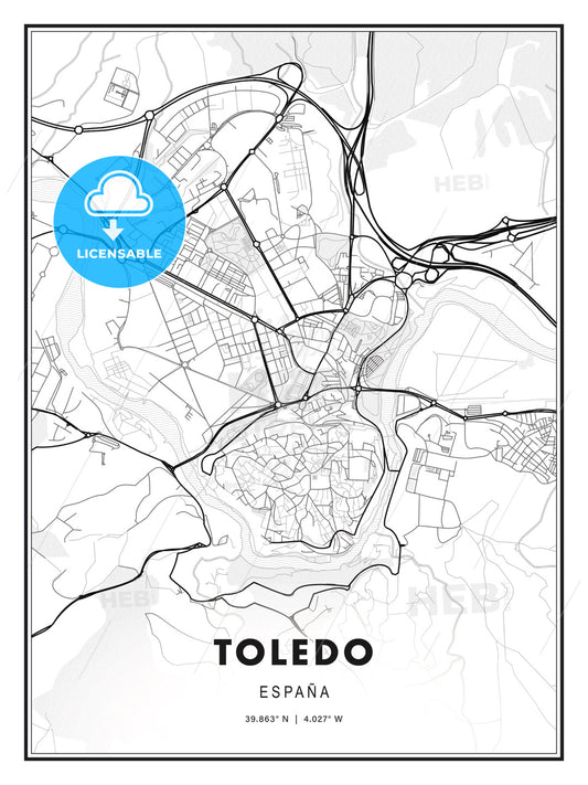 Toledo, Spain, Modern Print Template in Various Formats - HEBSTREITS Sketches