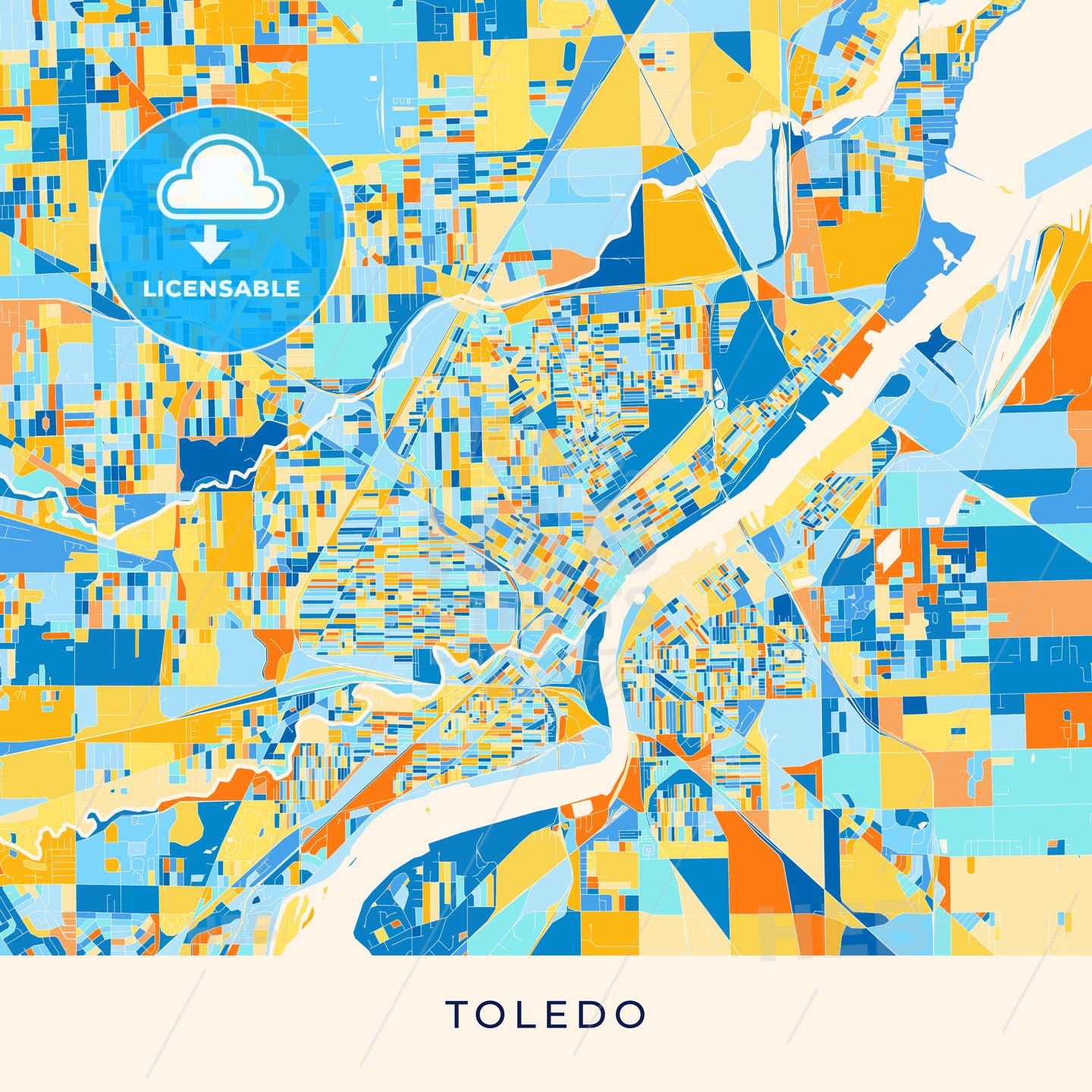 Toledo colorful map poster template