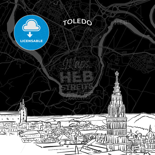 Toledo skyline with map