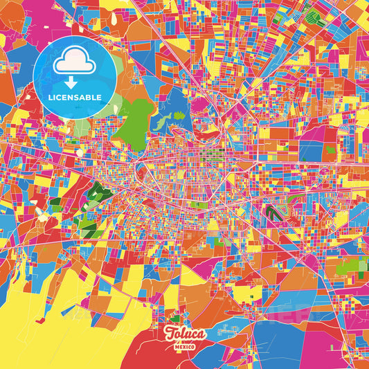 Toluca, Mexico Crazy Colorful Street Map Poster Template - HEBSTREITS Sketches