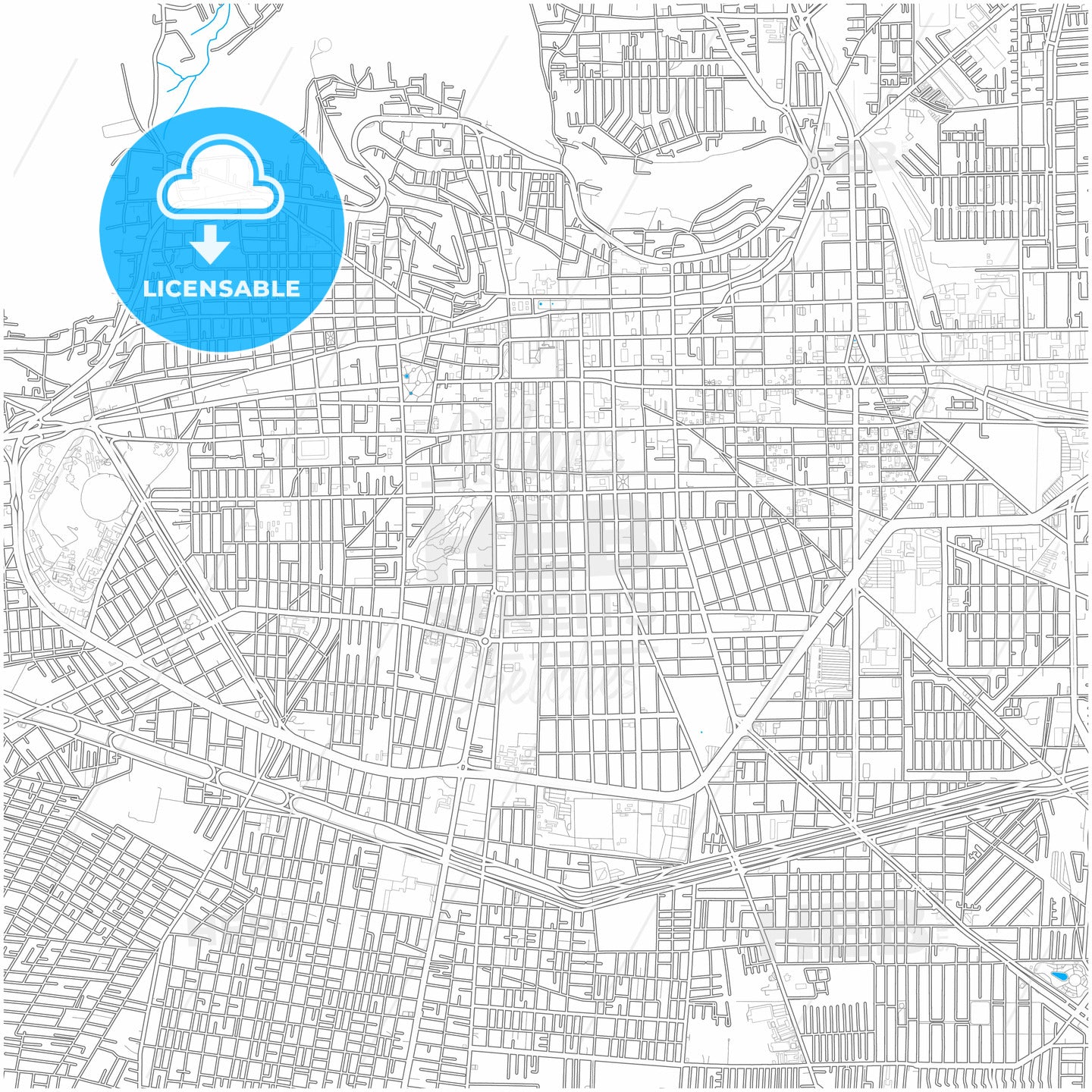 Toluca, México, Mexico, city map with high quality roads.