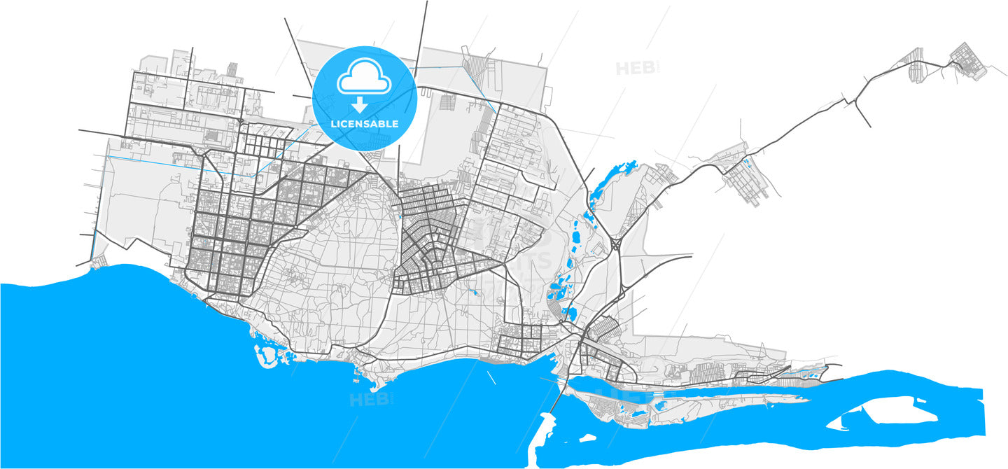 Tolyatti, Samara Oblast, Russia, high quality vector map