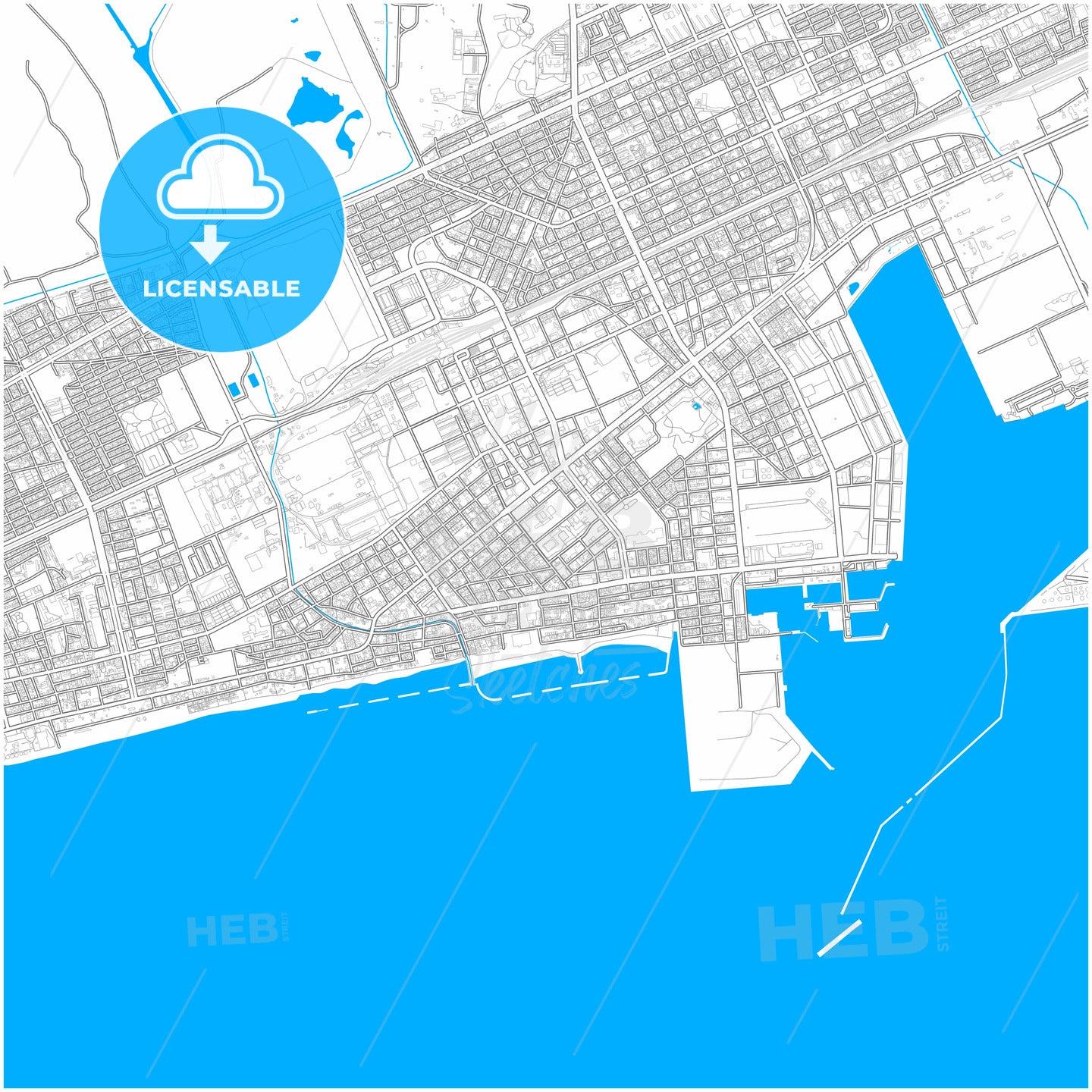 Tomakomai, Hokkaidō, Japan, city map with high quality roads.