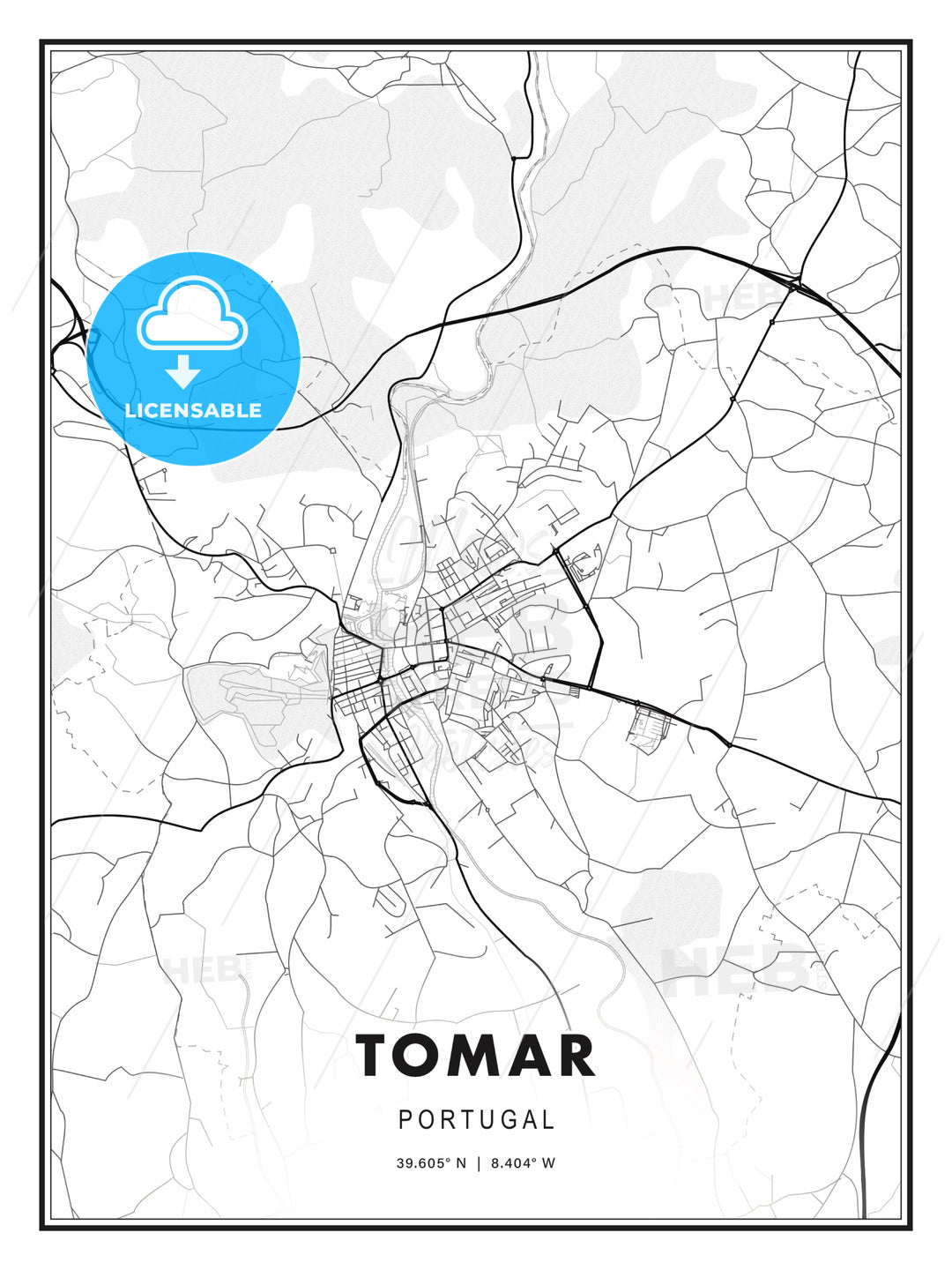 Tomar, Portugal, Modern Print Template in Various Formats - HEBSTREITS Sketches