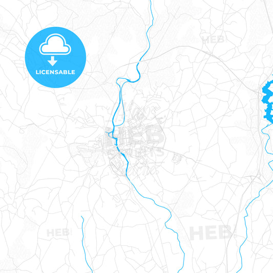 Tomar, Portugal PDF vector map with water in focus