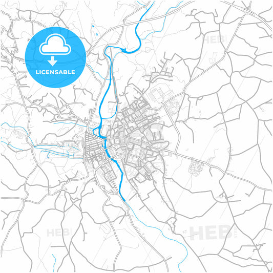 Tomar, Santarém, Portugal, city map with high quality roads.