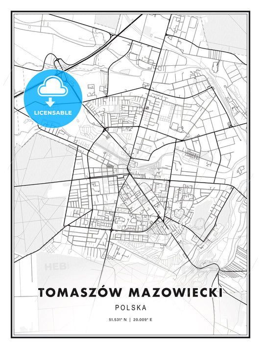Tomaszów Mazowiecki, Poland, Modern Print Template in Various Formats - HEBSTREITS Sketches