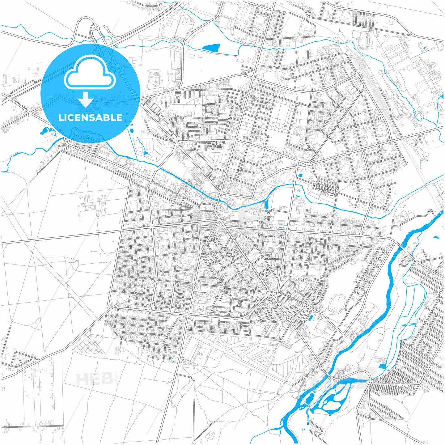 Tomaszów Mazowiecki, Łódź, Poland, city map with high quality roads.