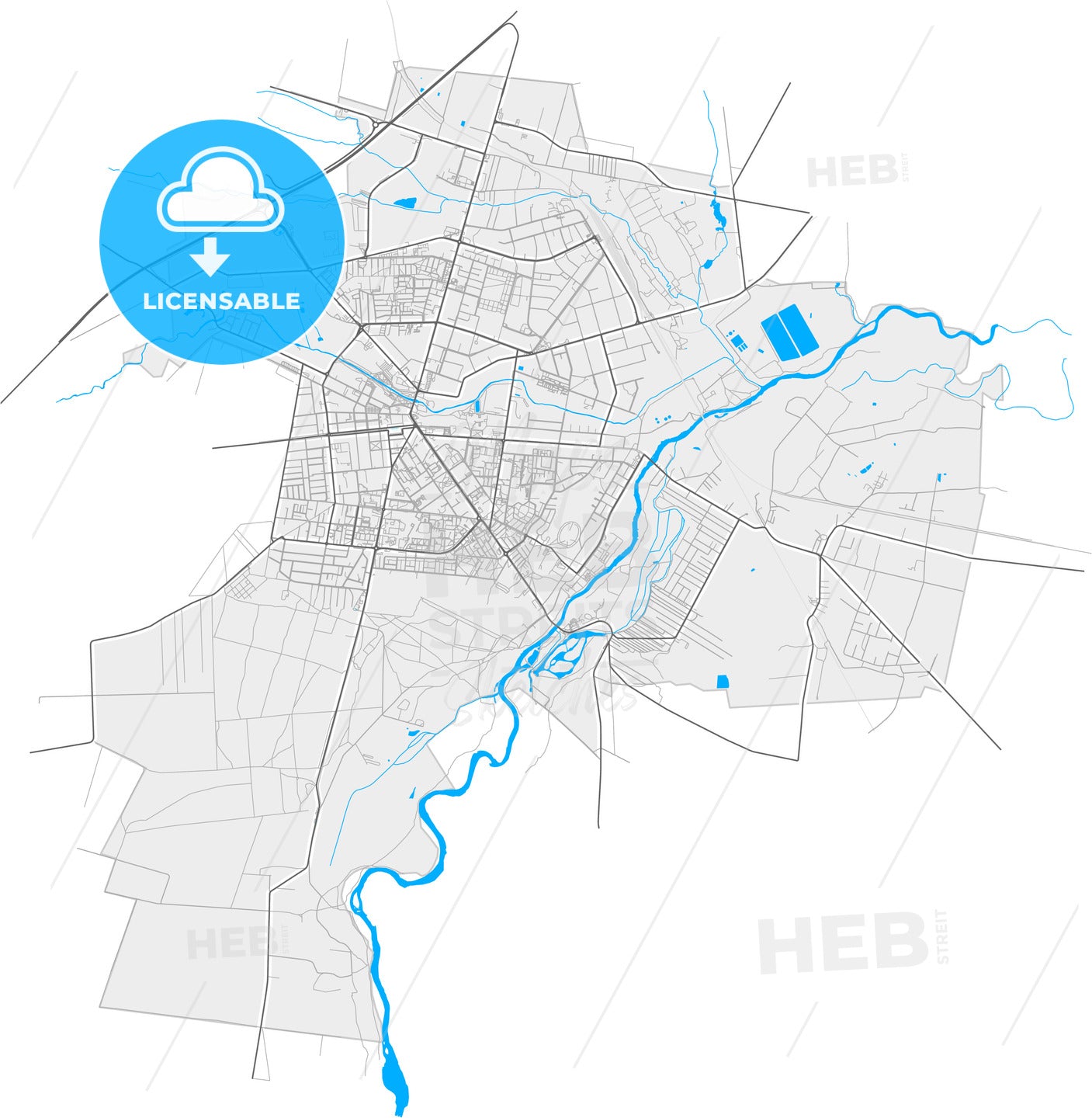 Tomaszów Mazowiecki, Łódź, Poland, high quality vector map