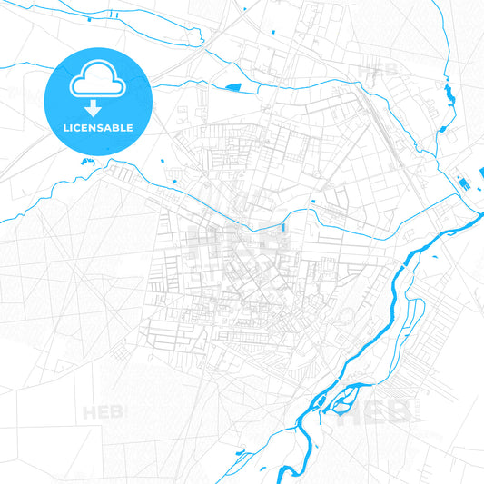 Tomaszów Mazowiecki, Poland PDF vector map with water in focus