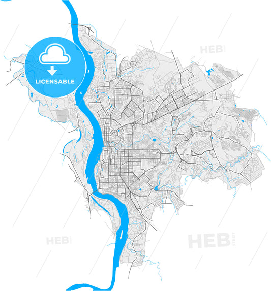 Tomsk, Tomsk Oblast, Russia, high quality vector map