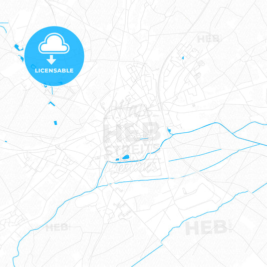 Tongeren, Belgium PDF vector map with water in focus