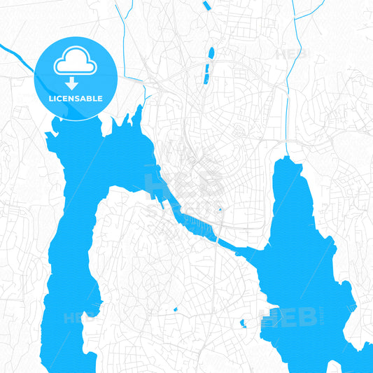 Tønsberg, Norway PDF vector map with water in focus