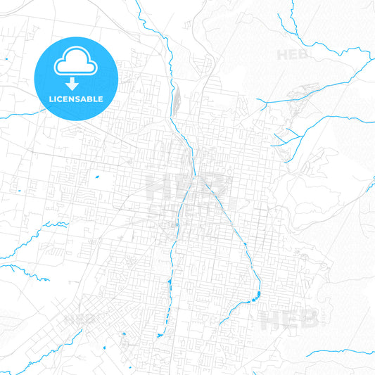 Toowoomba, Australia PDF vector map with water in focus