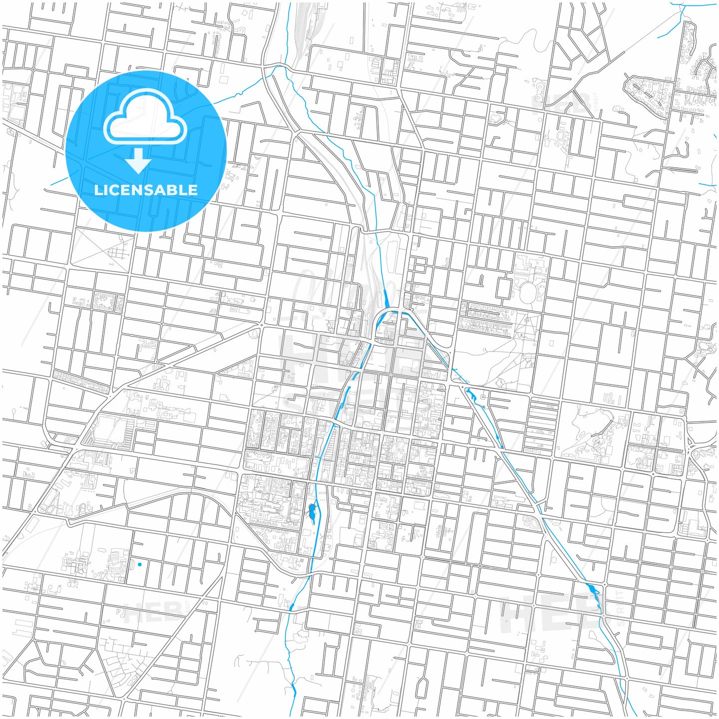 Toowoomba, Queensland, Australia, city map with high quality roads.