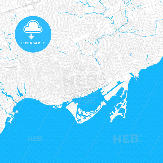 Toronto, Canada PDF vector map with water in focus