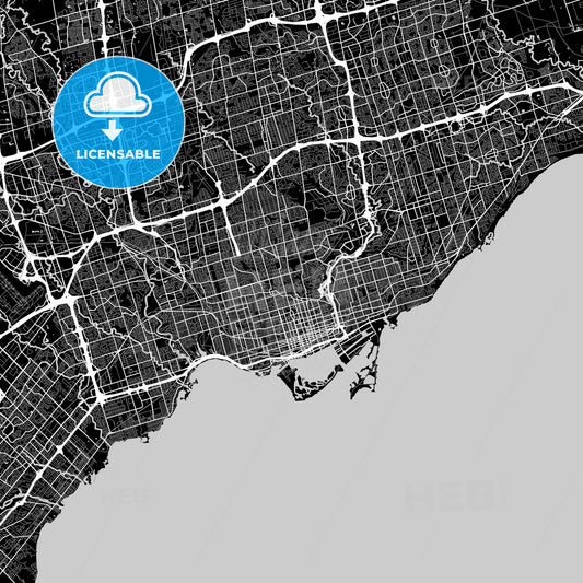 Toronto, Ontario, Area Map, Dark