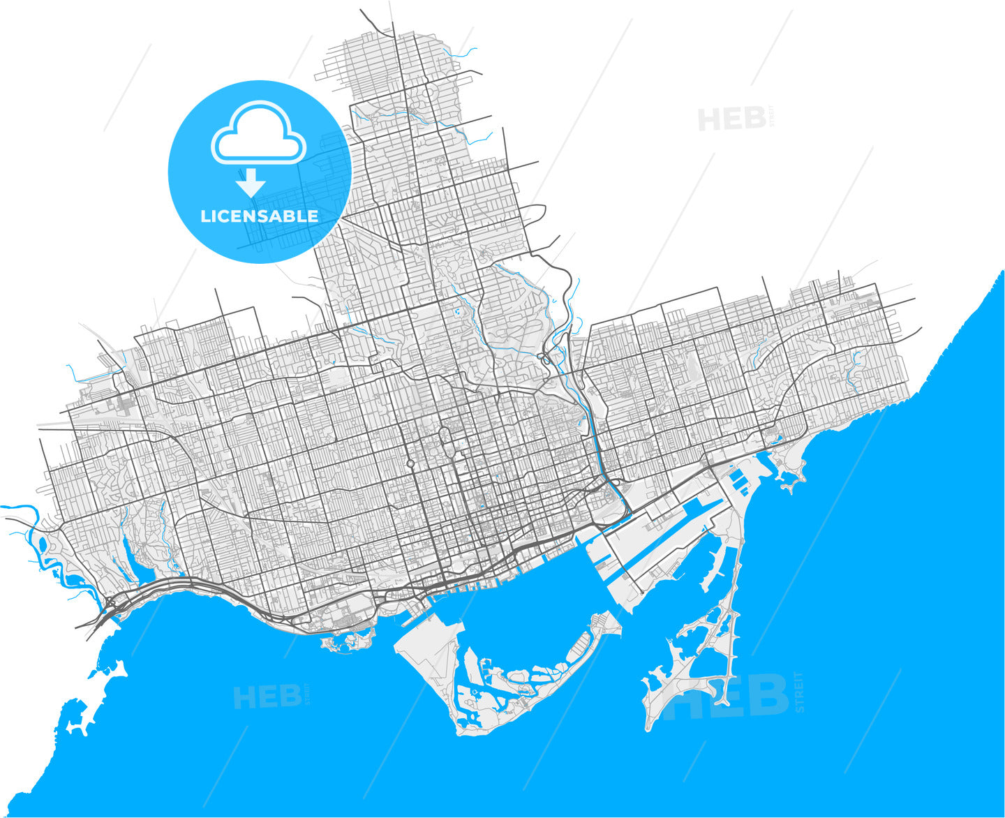 Toronto, Ontario, Canada, high quality vector map